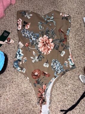 Women’s Floral One-Piece Swimsuit in Brown Floral